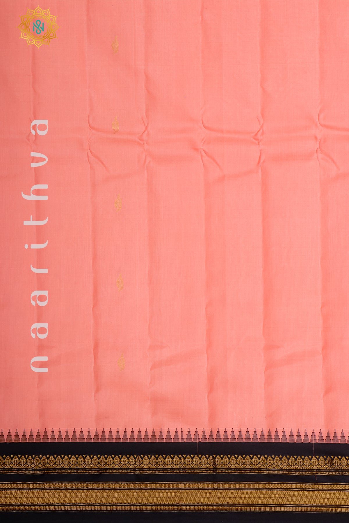 PEACH WITH BLACK - PURE GADWAL SILK