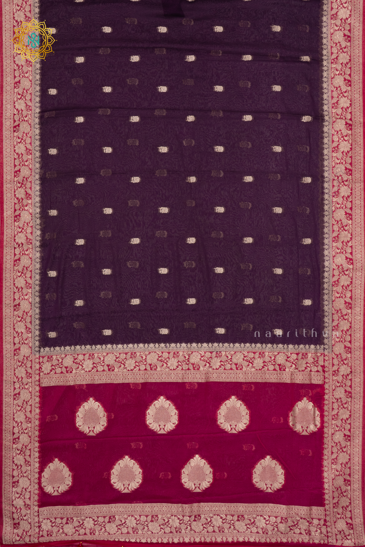 PURPLE WITH PINK - SEMI CHIFFON BANARASI