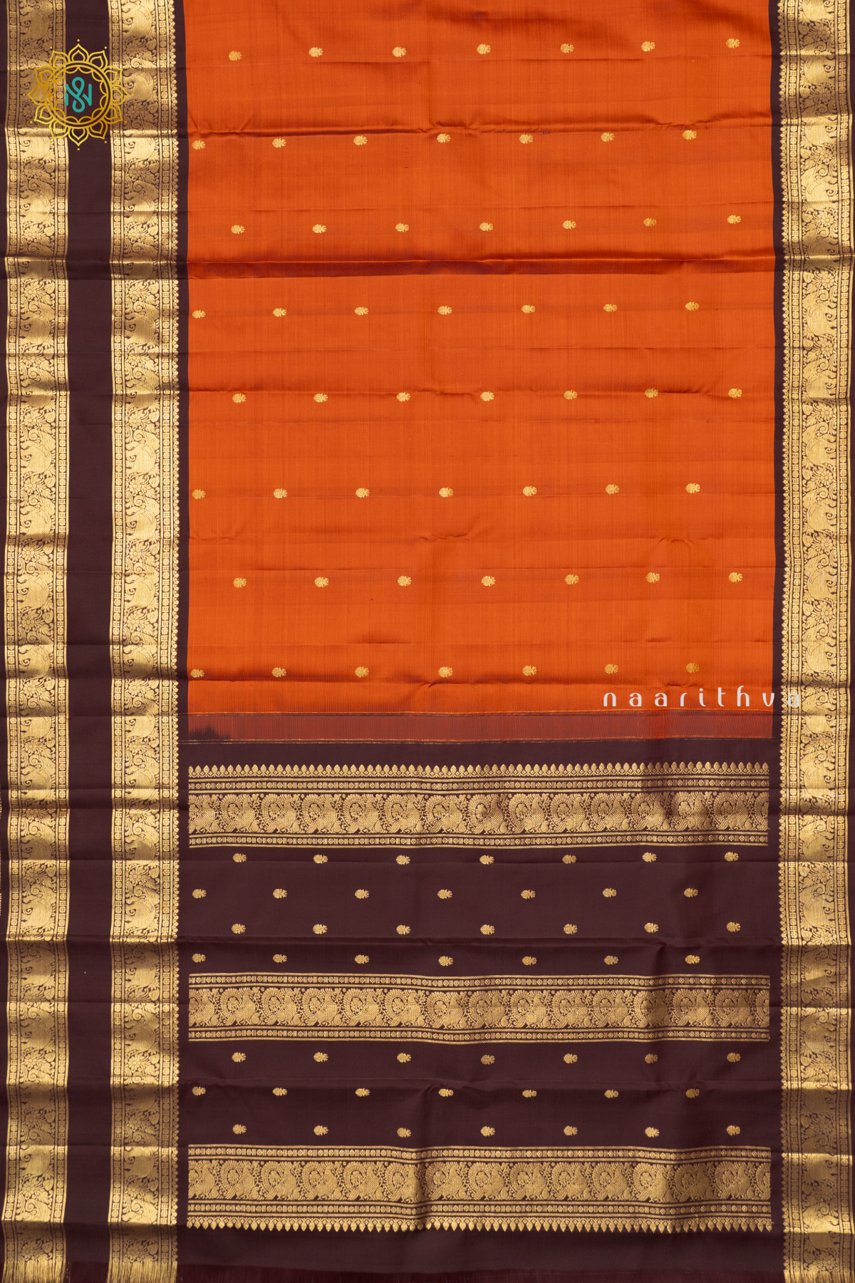 RUST ORANGE WITH BROWN - PURE KANJIVARAM SILK
