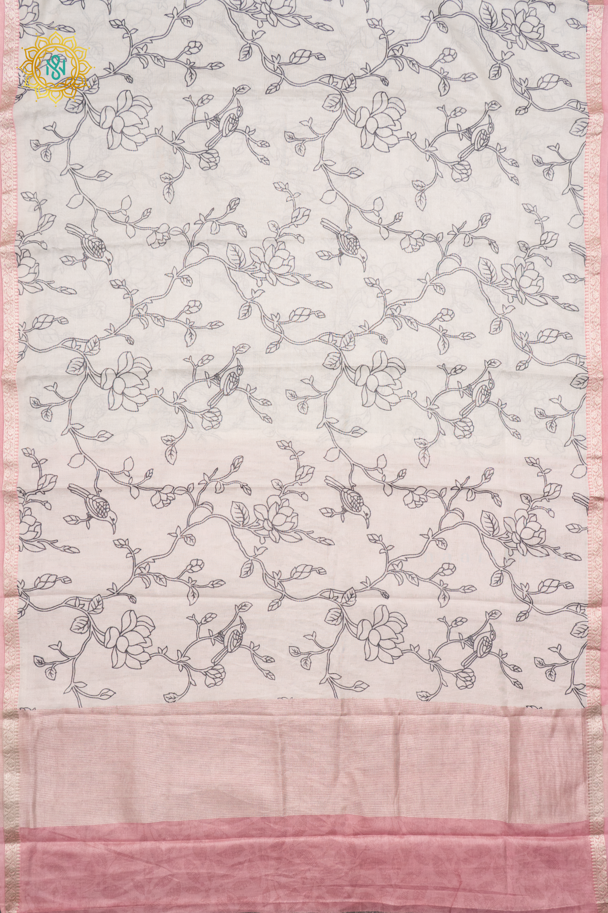 WHITE WITH PEACH - COTTON TISSUE