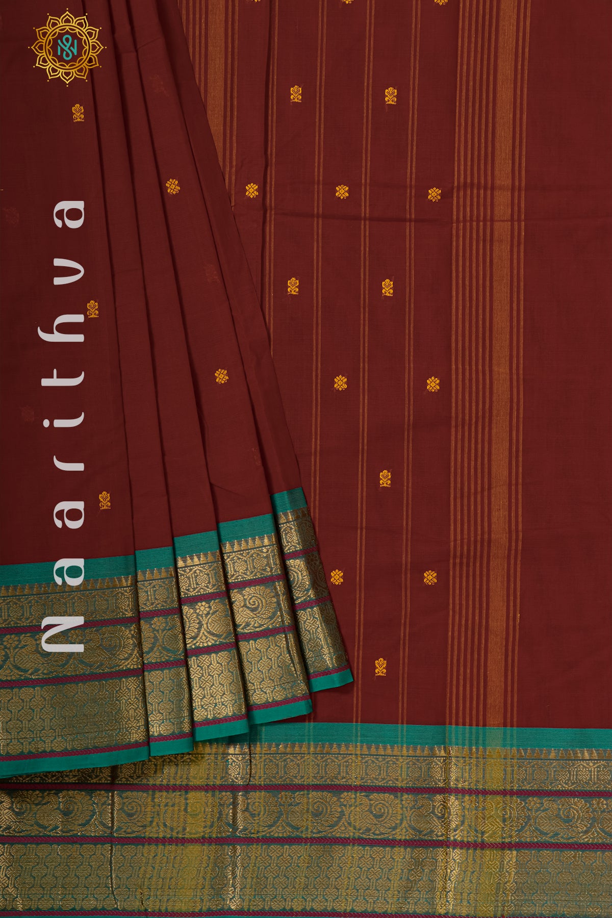 MAROON WITH GREEN - CHETTINAD COTTON