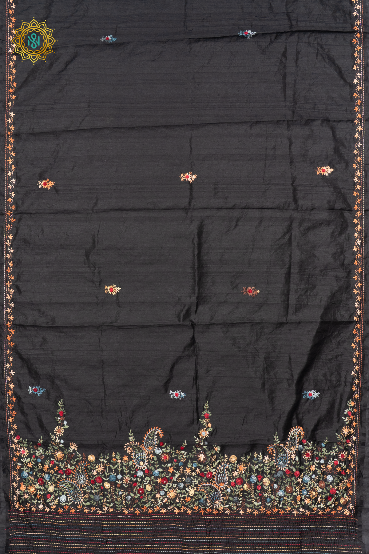 BLACK - SEMI TUSSAR SILK