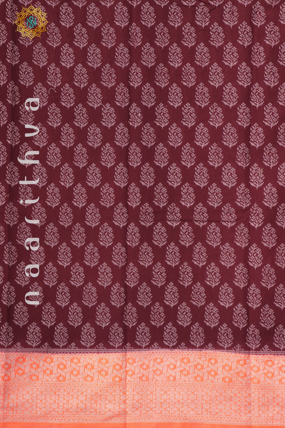 MAROON WITH PEACHISH ORANGE - JUTE COTTON