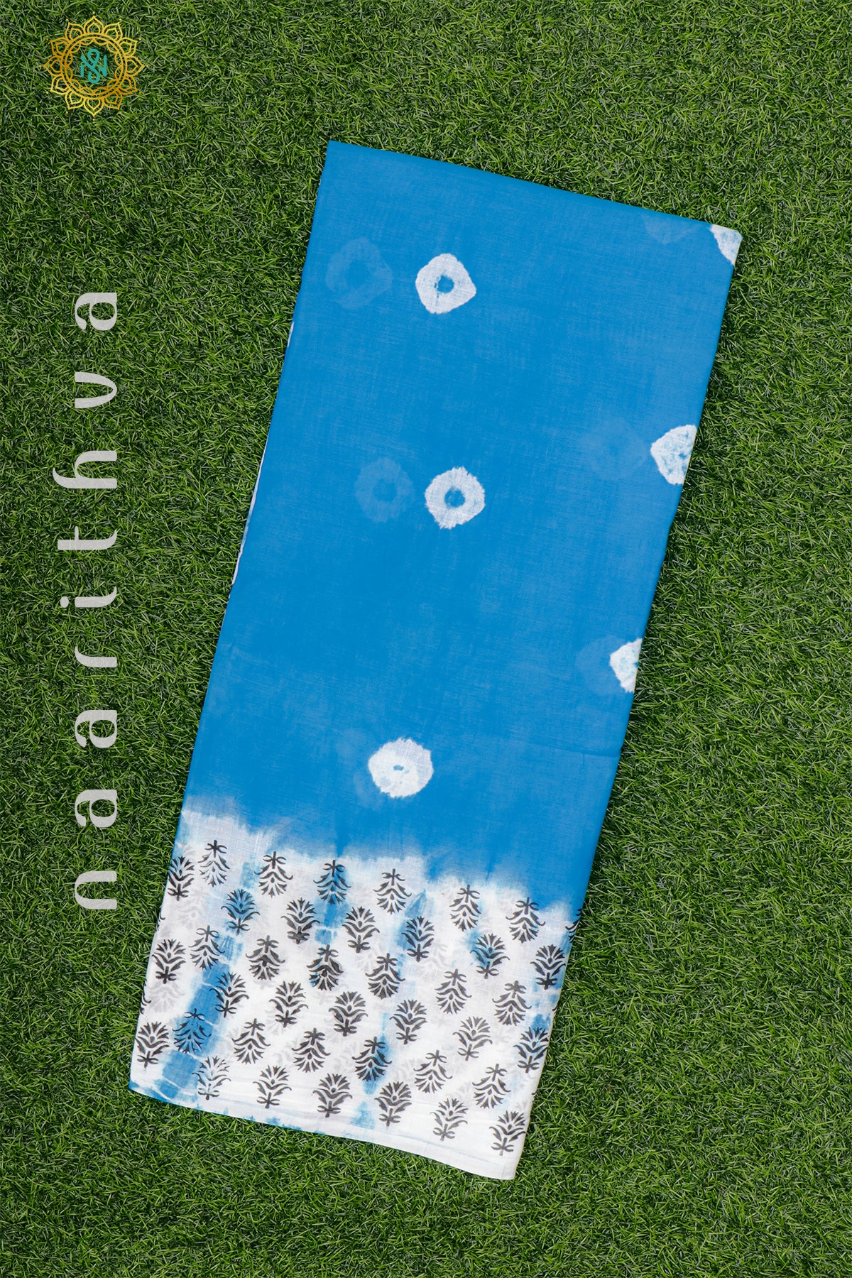 SKY BLUE WITH WHITE - MUL COTTON