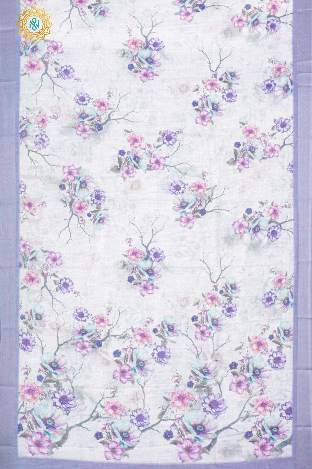 WHITE WITH LAVENDER - LINEN BY COTTON