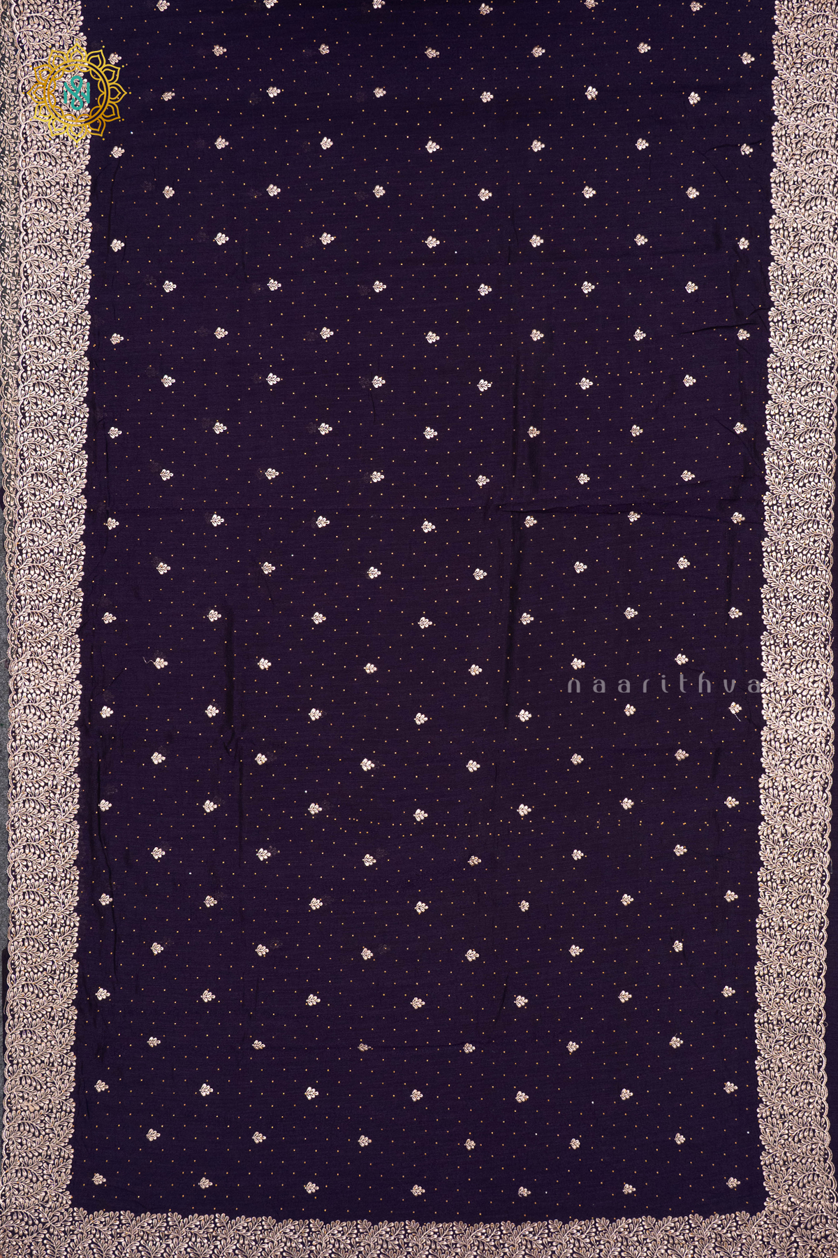 PURPLE WITH BOTTLE GREEN - PARTY WEAR TUSSAR GEORGETTE