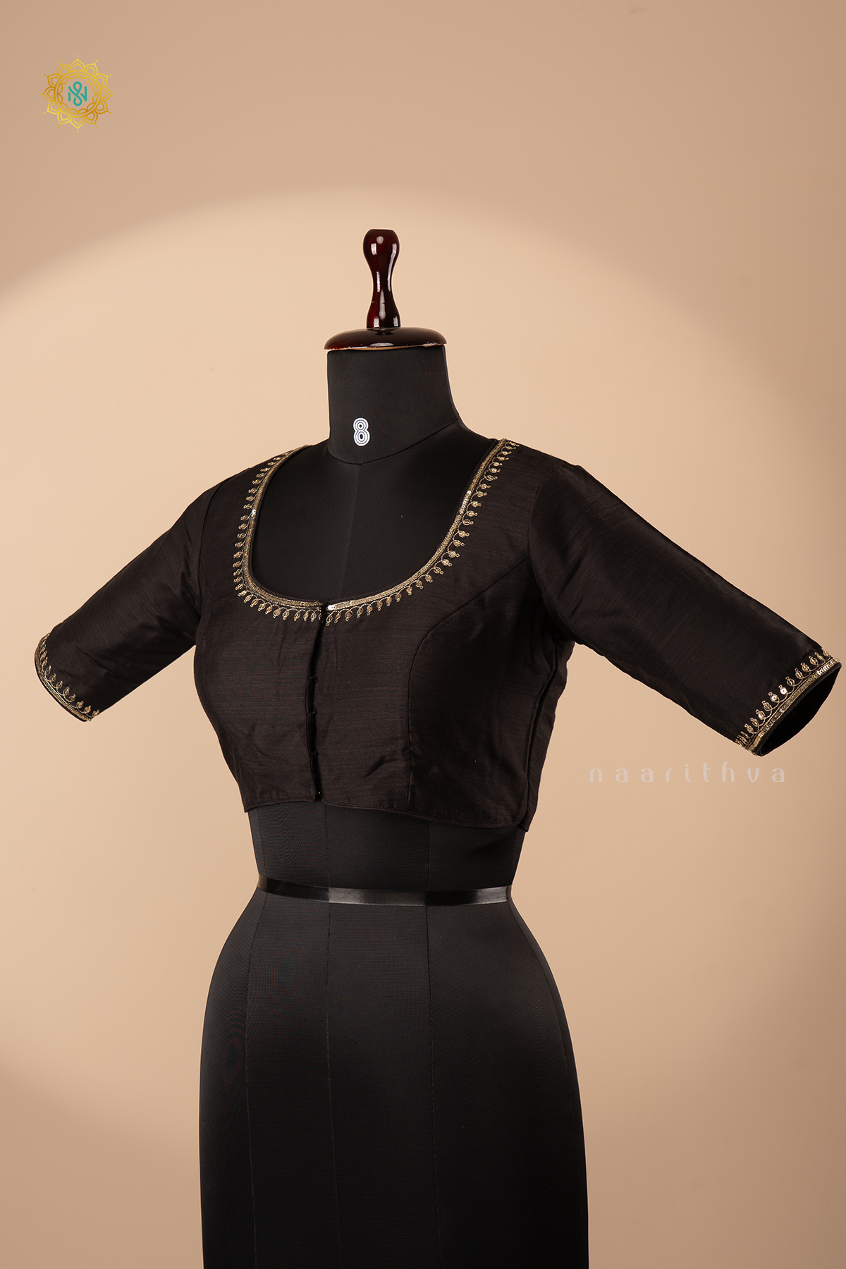 BLACK - COTTON SILK READYMADE BLOUSE