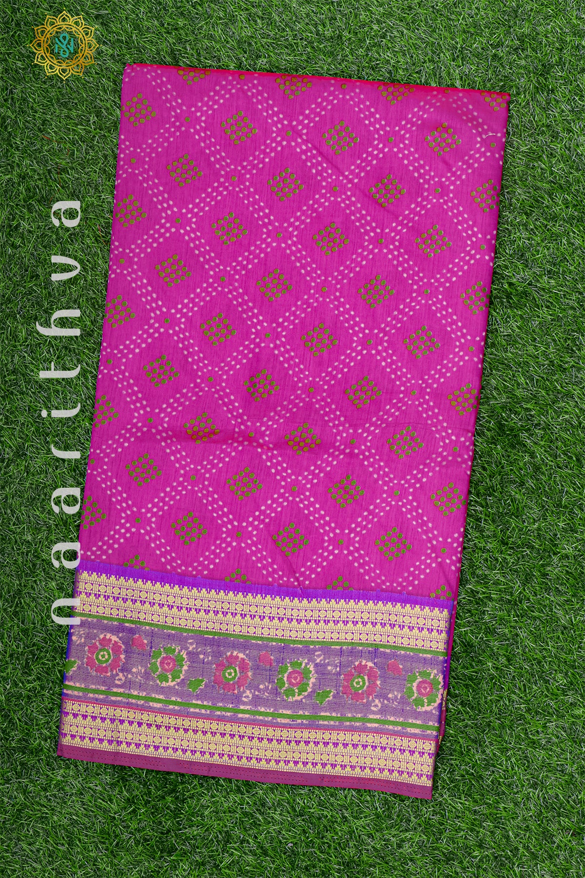 PINK WITH MAGENTA - SEMI CREPE SILK