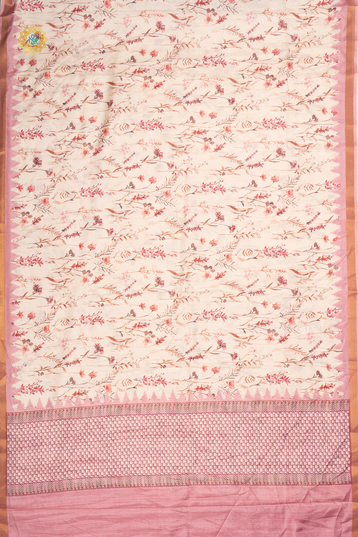 OFF WHITE WITH PEACH - SOFT TUSSAR