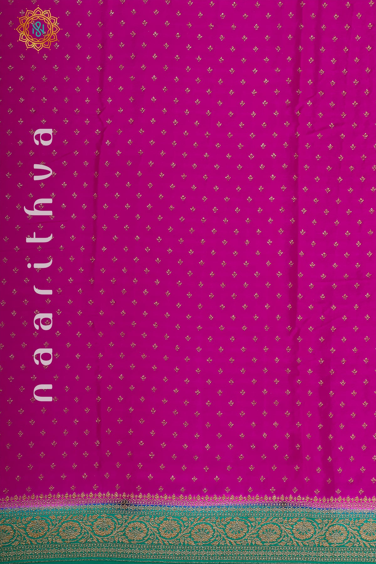 PINK WITH GREEN - PURE BANARASI CREPE SILK