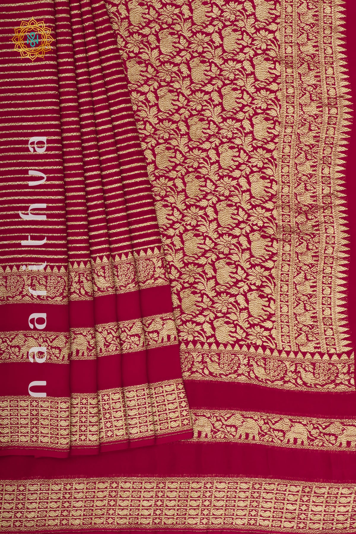 RED - PURE HANDLOOM KHADDI GEORGETTE BANARAS