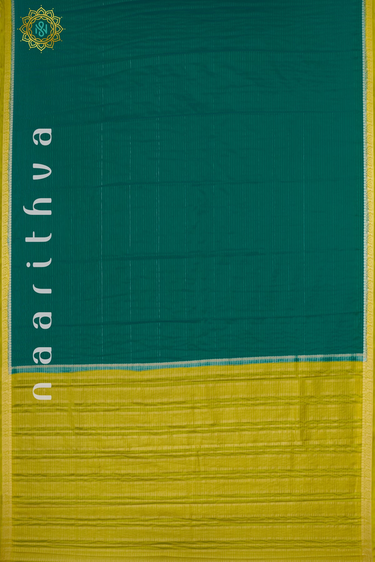 CYAN GREEN WITH LEMON YELLOW - SEMI MYSORE CREPE SILK