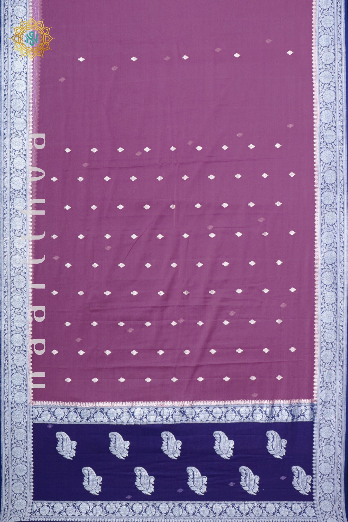 LAVENDER WITH BLUE - PURE BANARASI CHIFFON