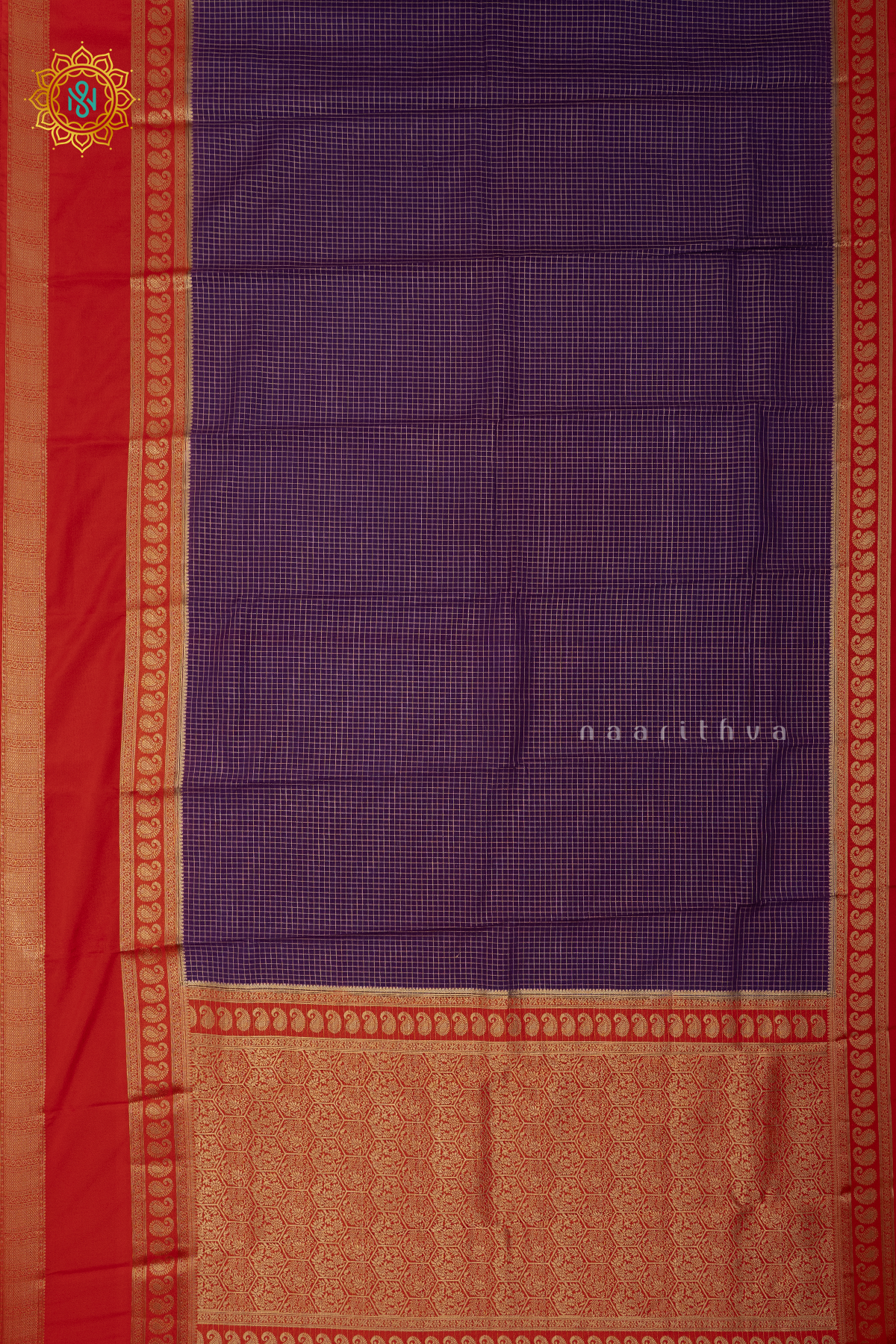 PURPLE WITH ORANGE - SEMI MYSORE CREPE SILK