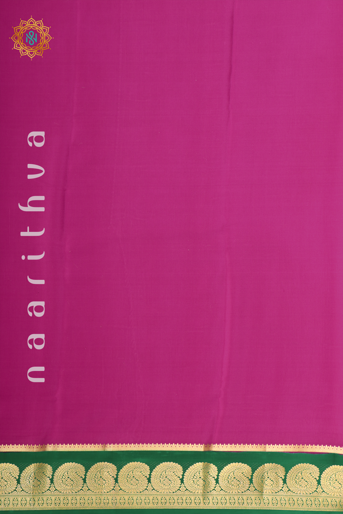 PINK WITH BOTTLE GREEN - PURE MYSORE CREPE SILK