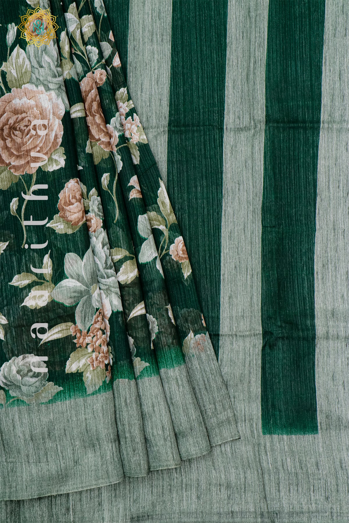 BOTTLE GREEN - JUTE COTTON