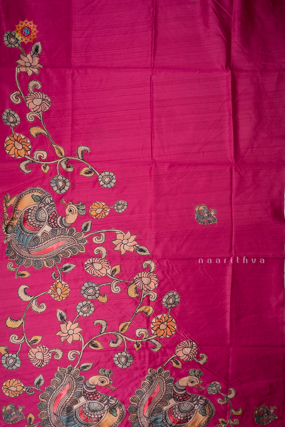 RANI PINK - SEMI TUSSAR WITH APPLIQUE WORK