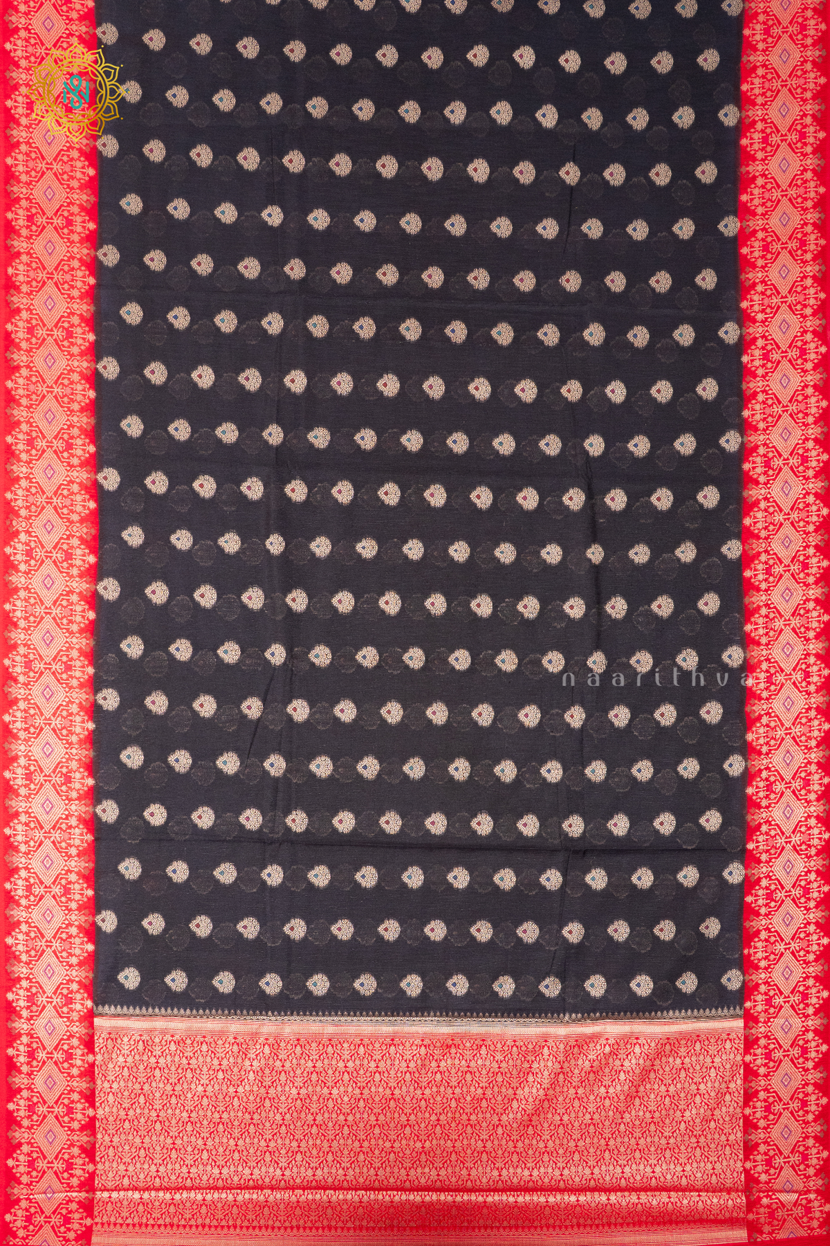 BLACK WITH RED - JUTE COTTON
