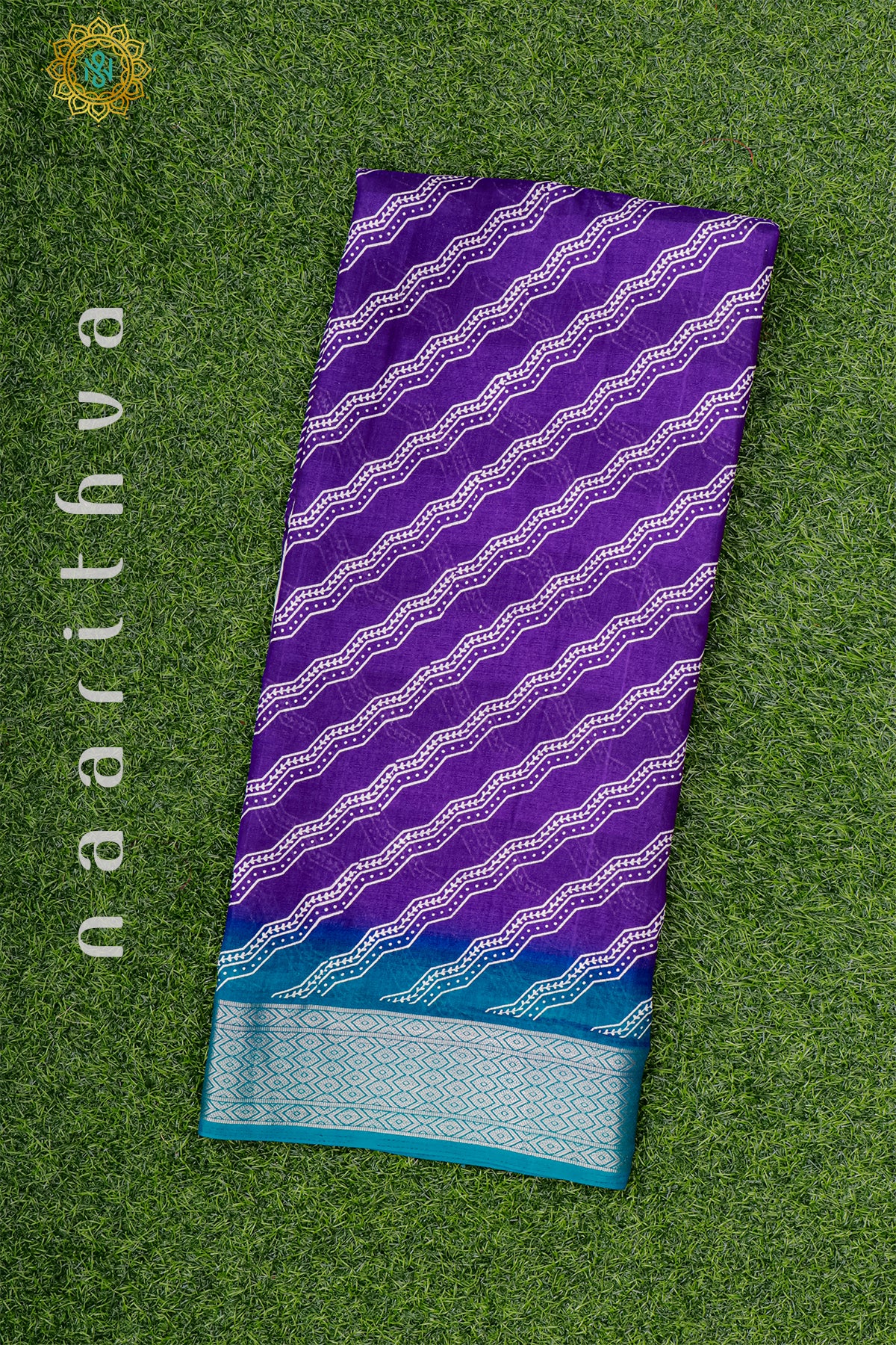 PURPLE WITH SKY BLUE - SEMI GEORGETTE