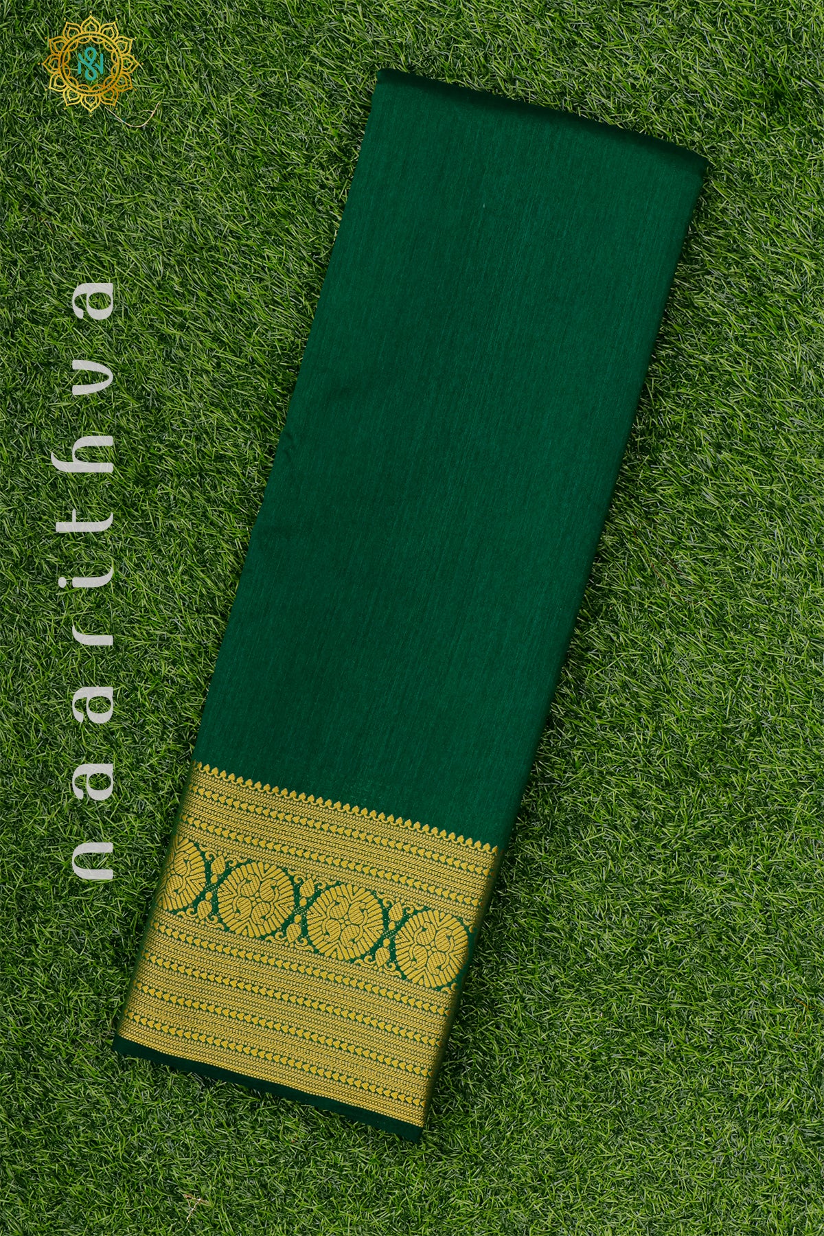 BOTTLE GREEN - SEMI RAW SILK