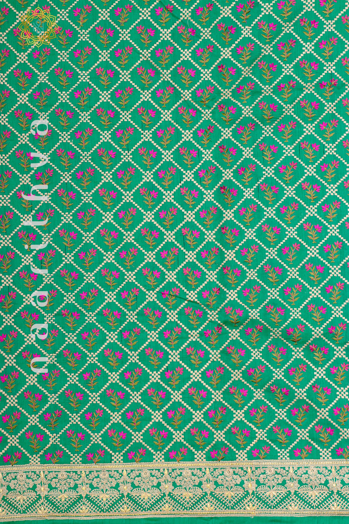 GREEN - SEMI TUSSAR SILK WITH EMBROIDERY