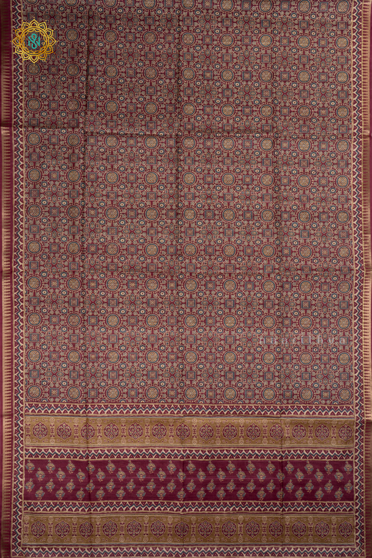 Rouge Pink - Semi Gicha Tussar Saree Allover Ajrakh Printed Body With Pallu And Blouse