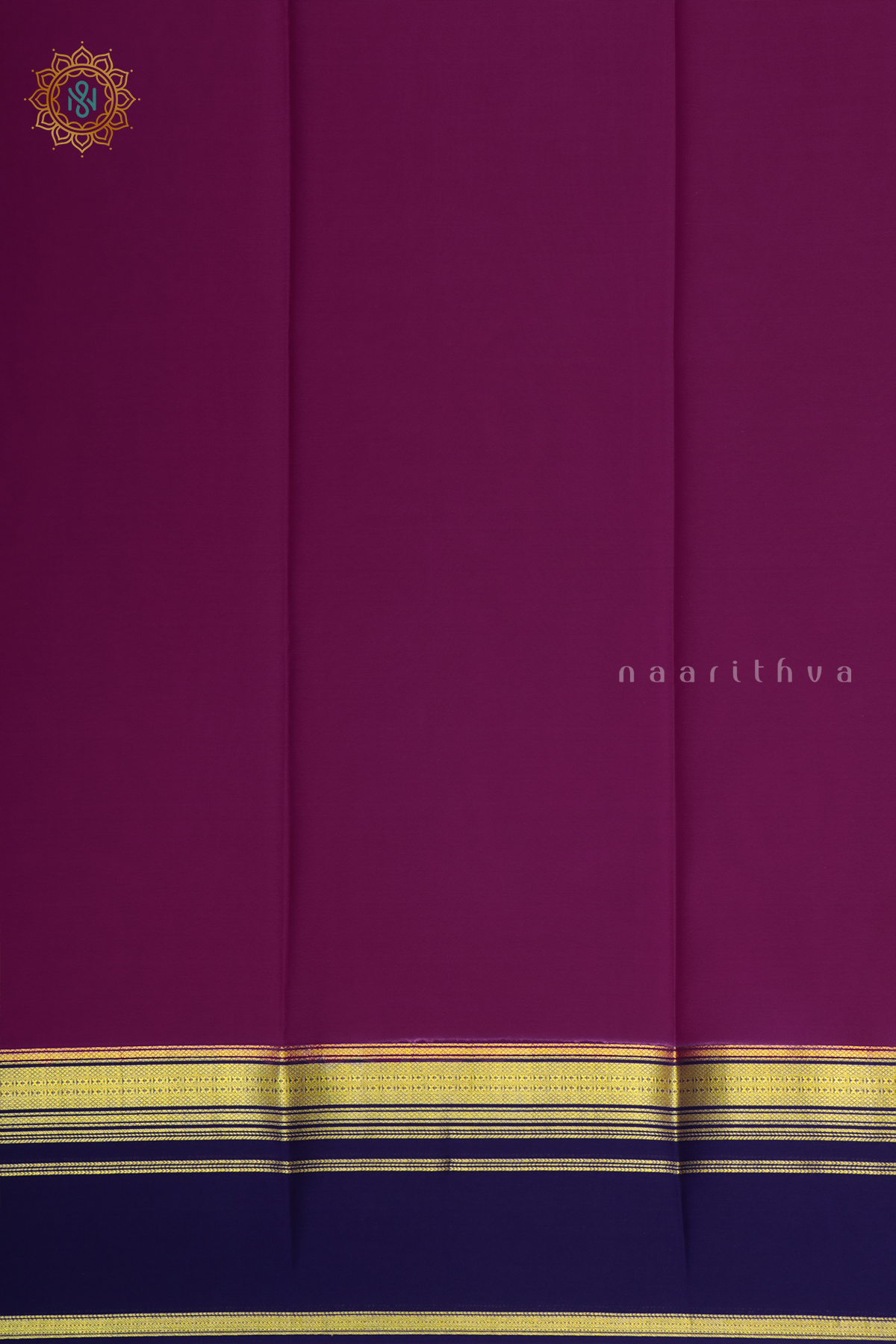 PINK WITH NAVY BLUE - PURE MYSORE CREPE SILK