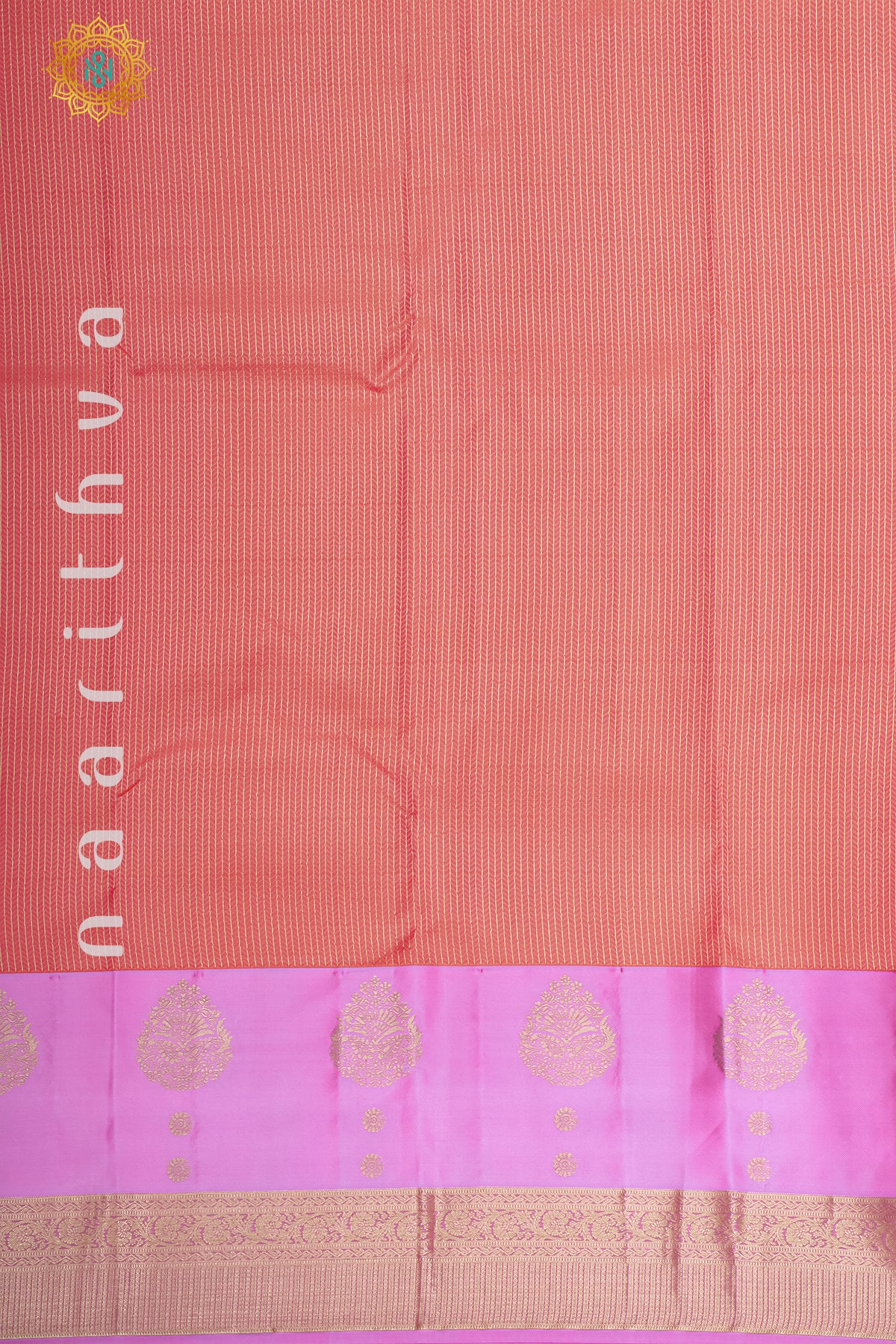 PEACH WITH PINK AND LAVENDER - PURE KANJIVARAM SILK