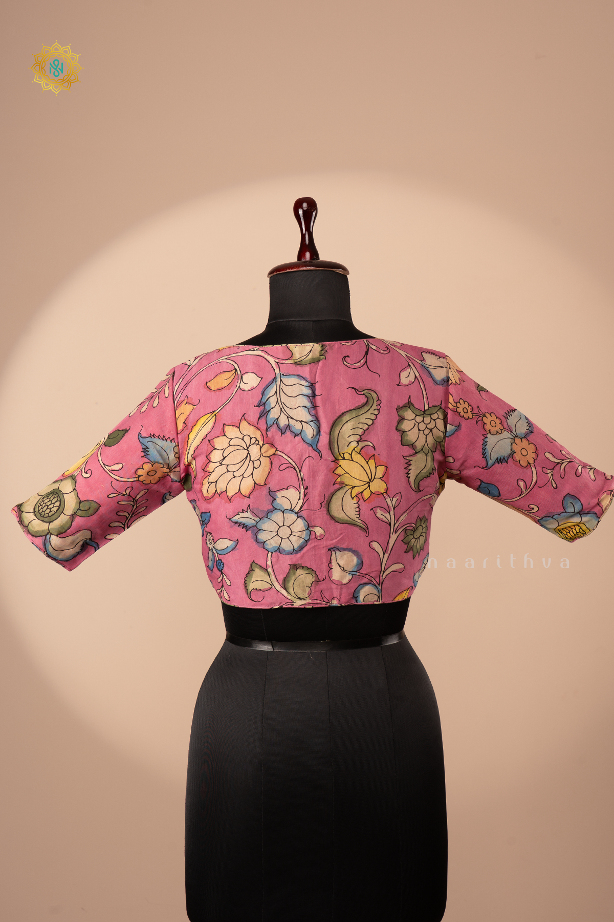 Pink - Hand Painted Pen Kalamkari Readymade Blouse