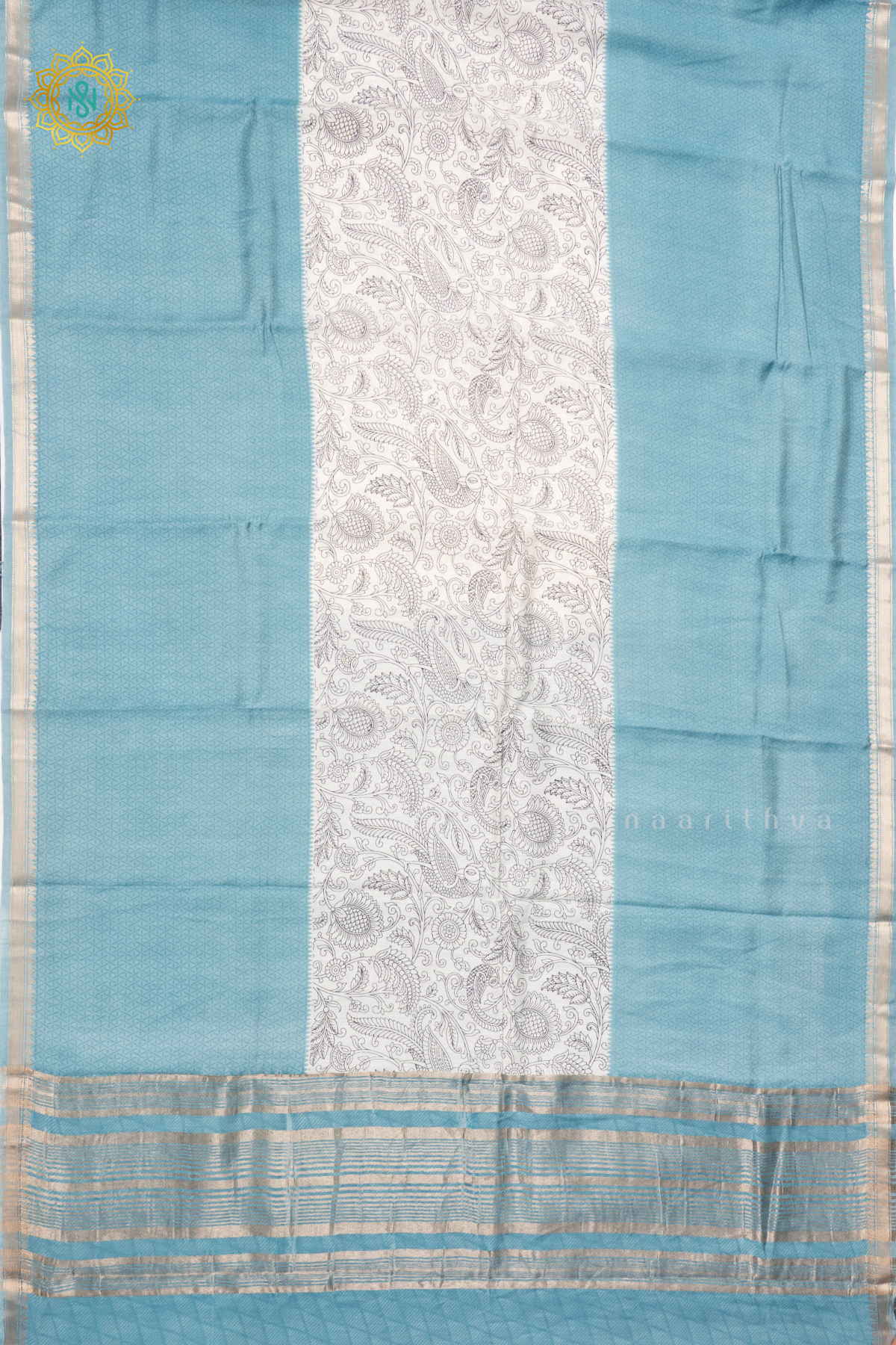 WHITE WITH AQUA BLUE - BUTTER CREPE