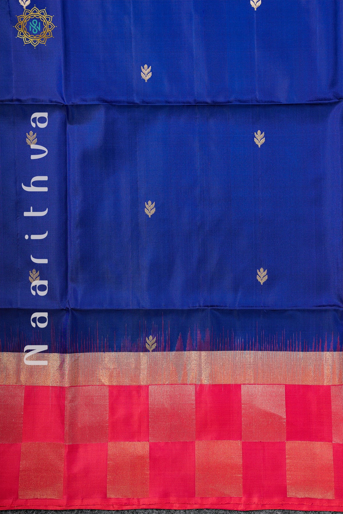 BLUE WITH ORANGISH PINK - PURE KANJIVARAM SOFT SILK