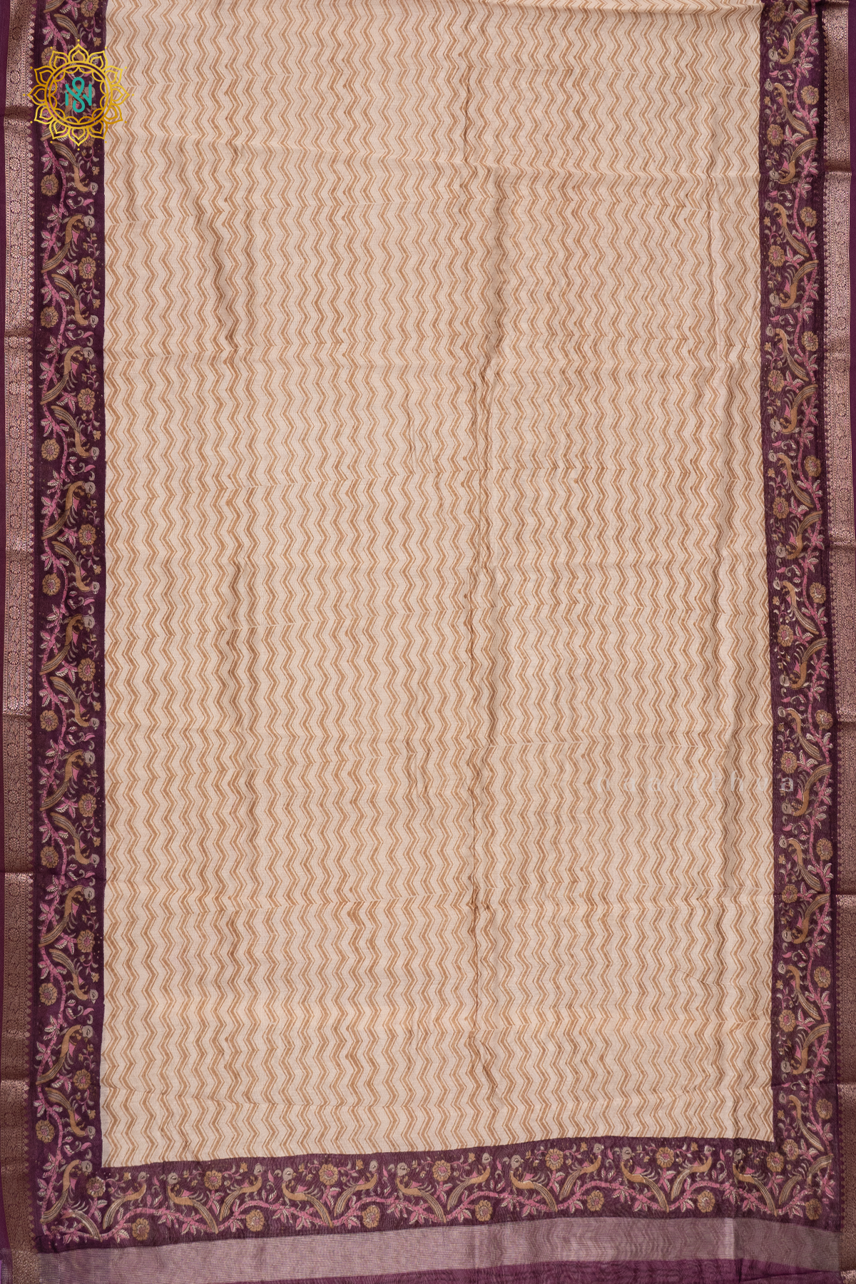 OFF WHITE WITH WINE - CHANDERI SLK COTTON