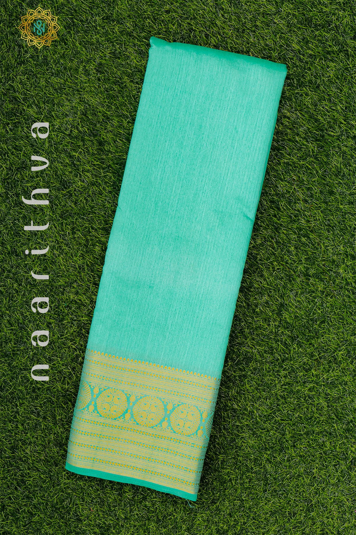 AQUA GREEN - SEMI RAW SILK