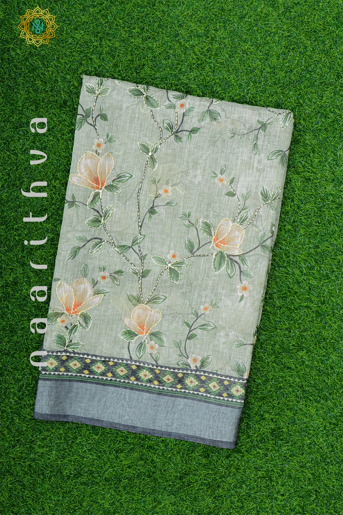 SAGE GREEN WITH GREY - KATHA WORK