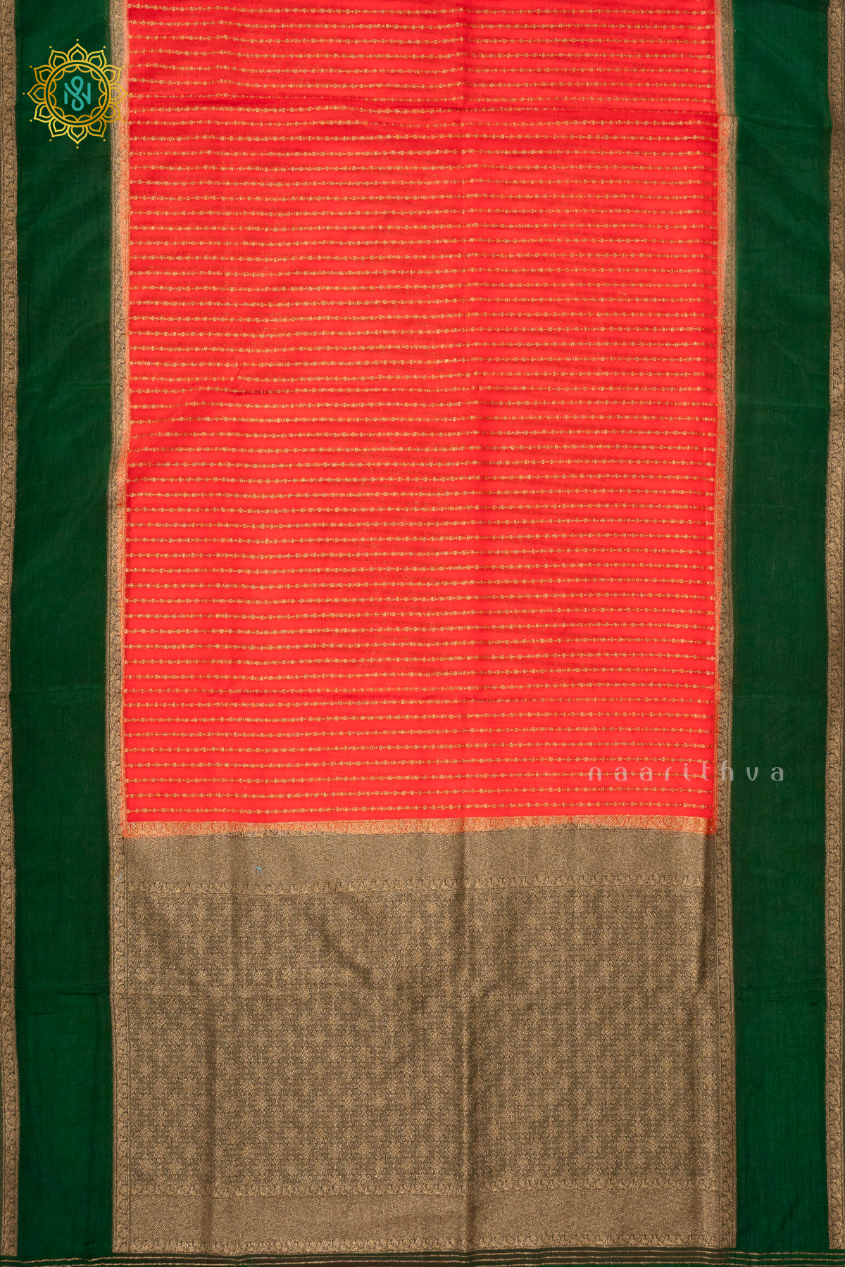 RED WITH GREEN - SEMI CREPE GEORGETTE