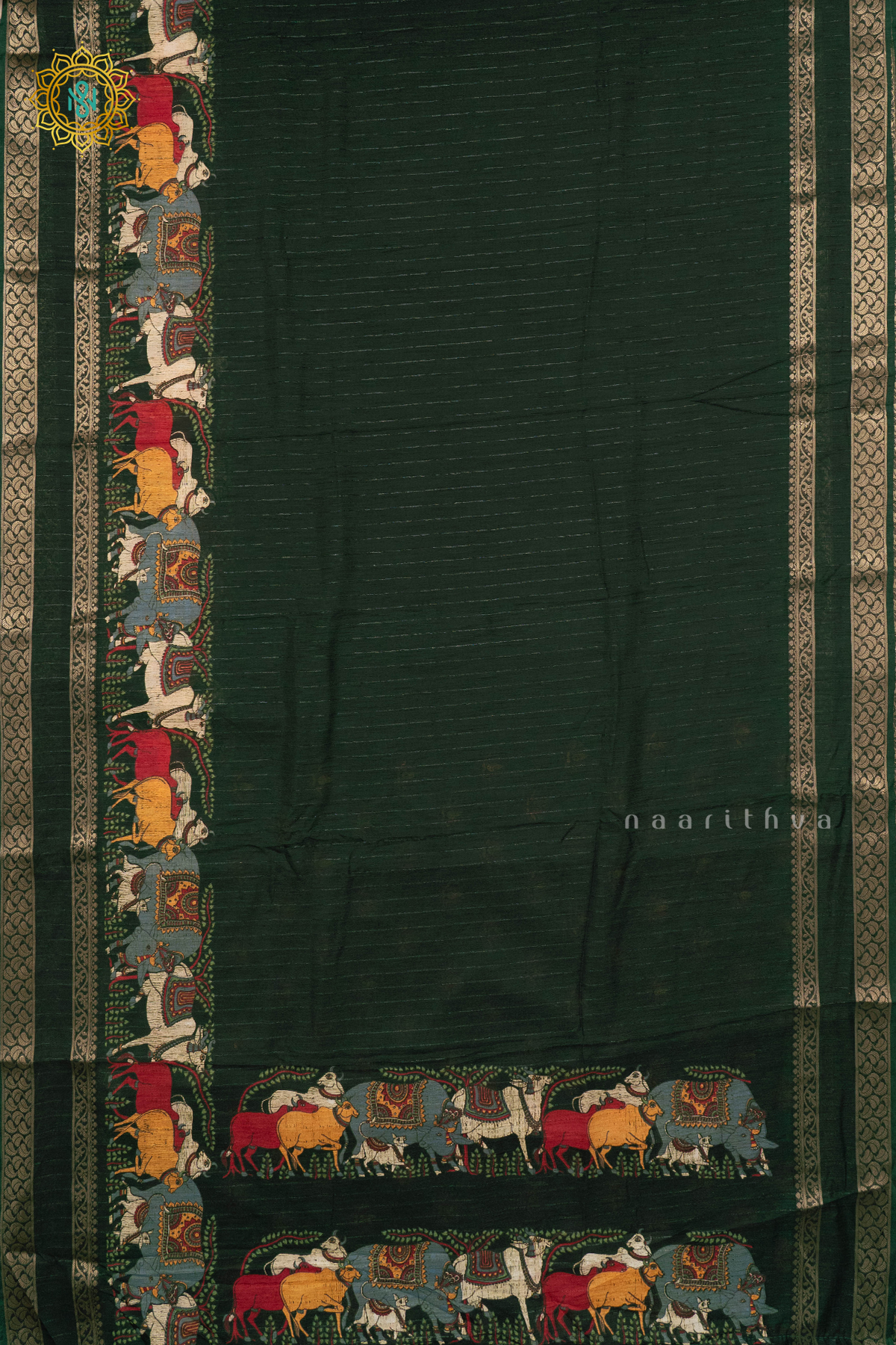 BOTTLE GREEN - JUTE COTTON