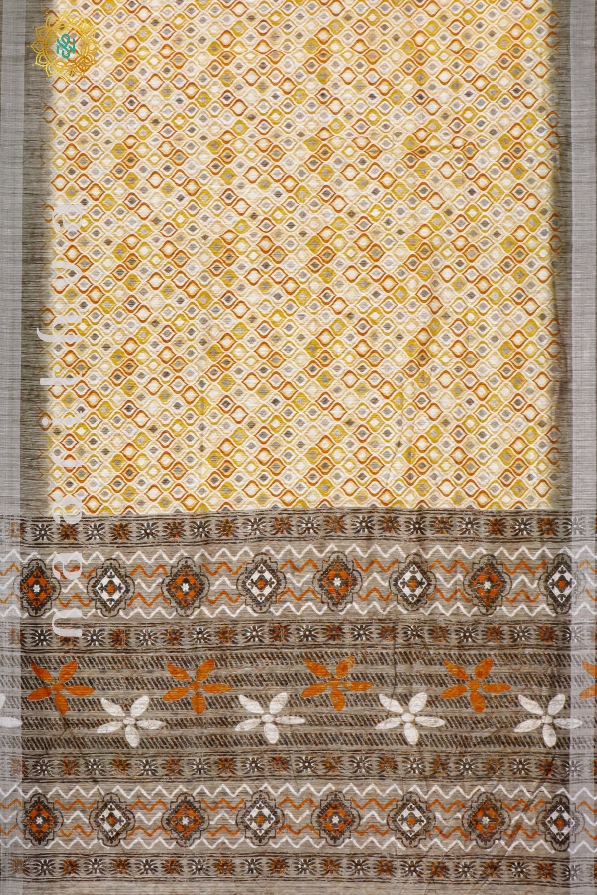 YELLOW WITH GREY - JUTE COTTON