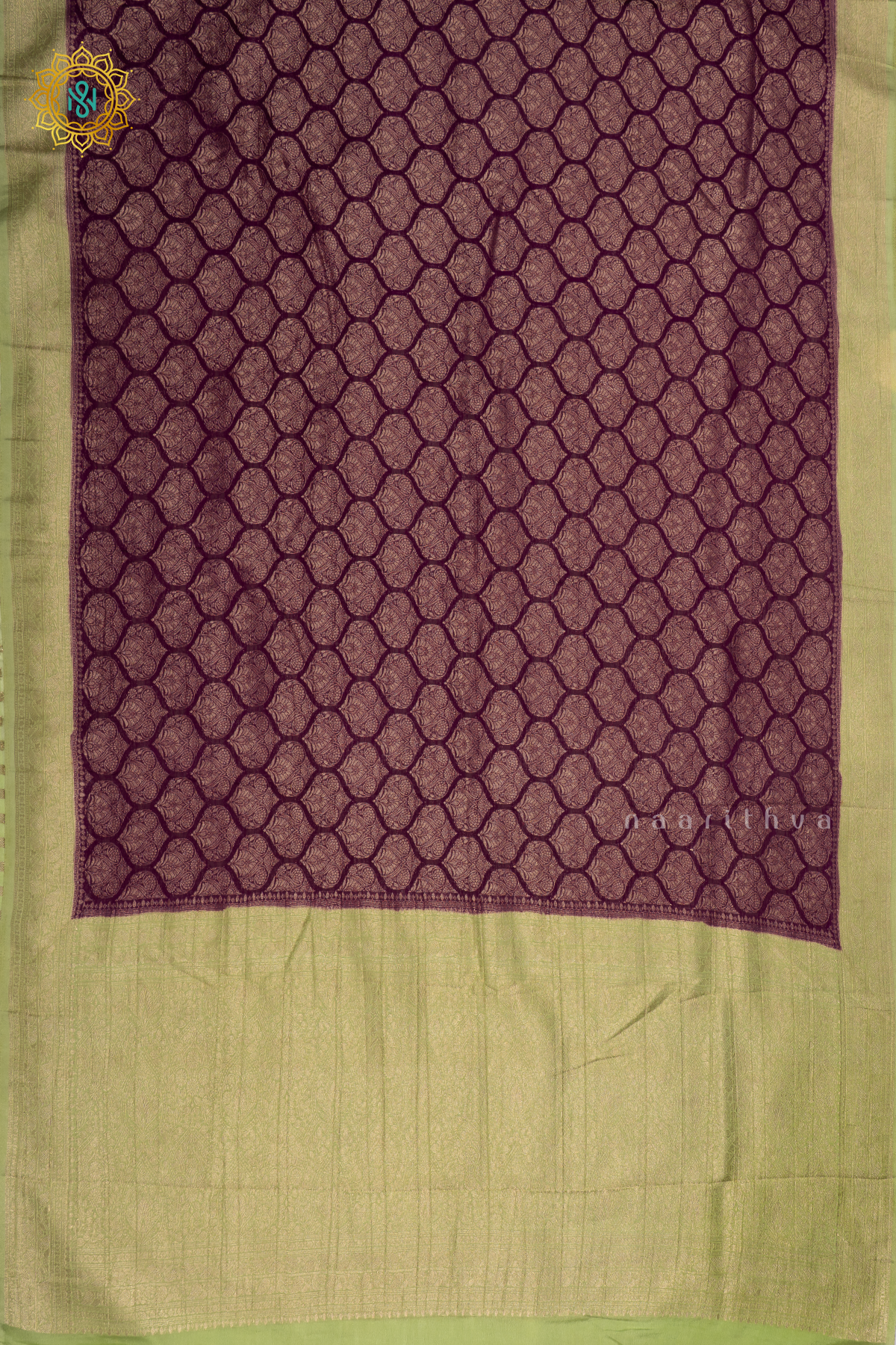 WINE WITH PISTA GREEN - SEMI CHIFFON GEORGETTE