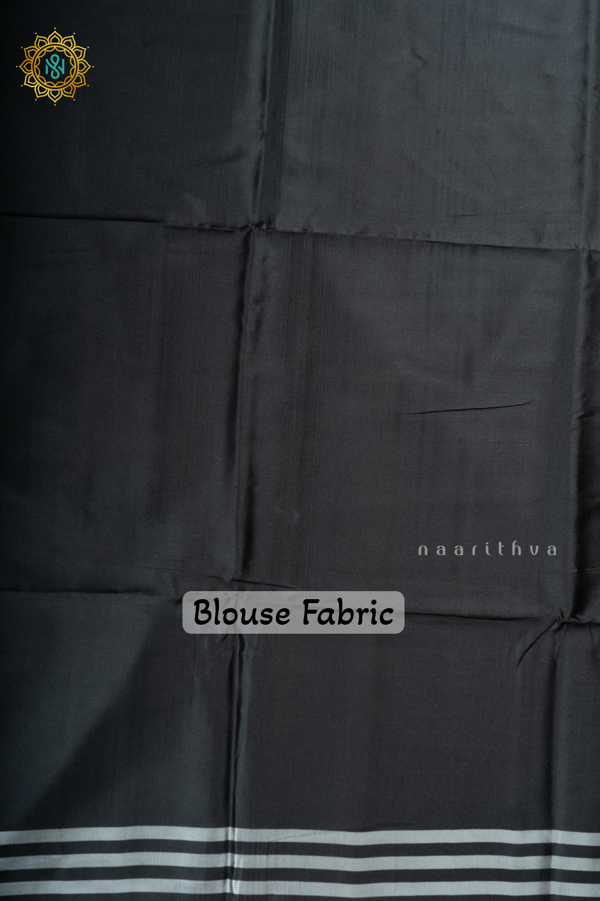 Black Semi Tussar Silk With Printed Body With Zari Border & Pallu