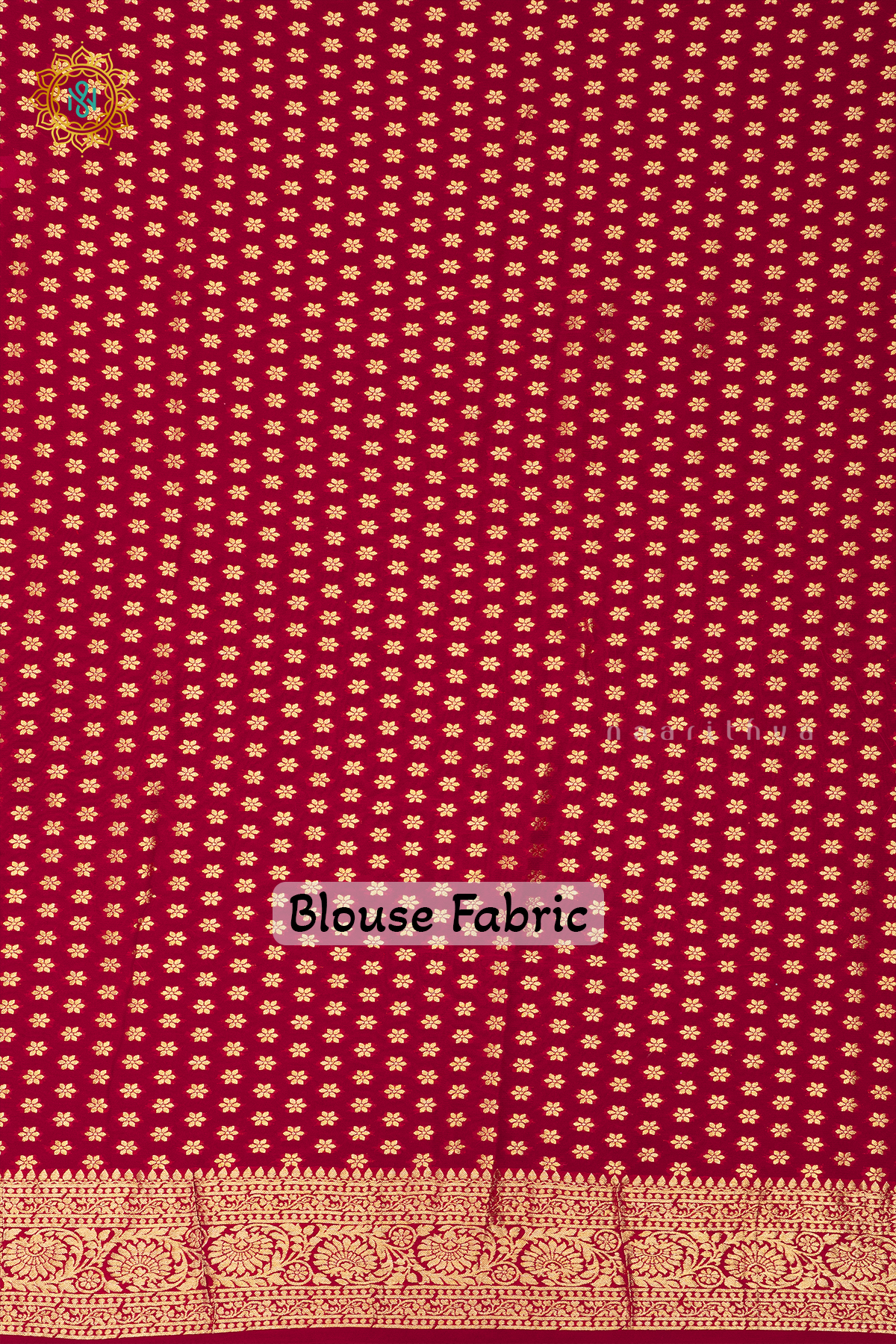 BOTTLE GREEN WITH RED - SEMI GEORGETTE