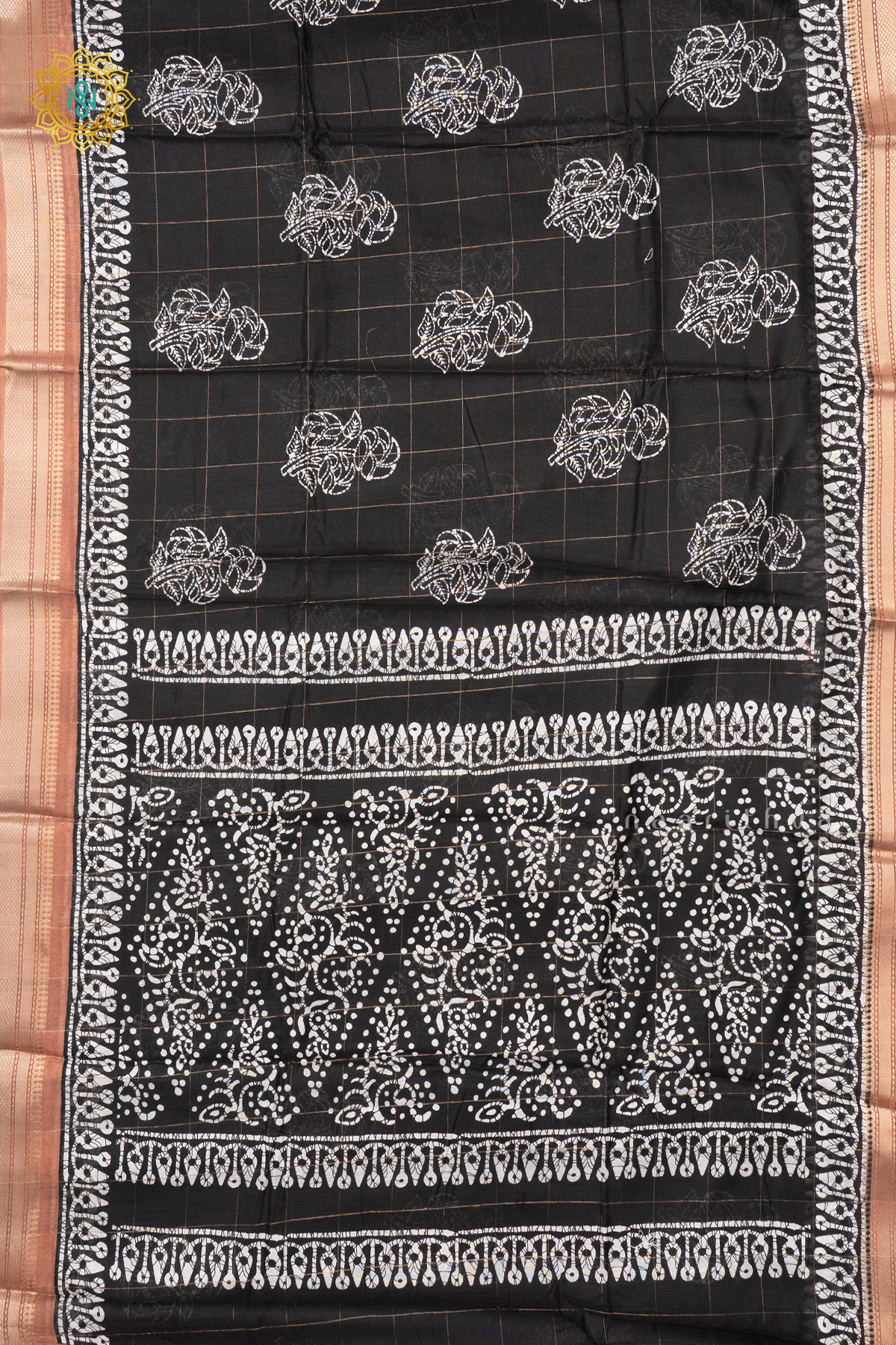 BLACK WITH LIGHT BROWN - LINEN BY COTTON