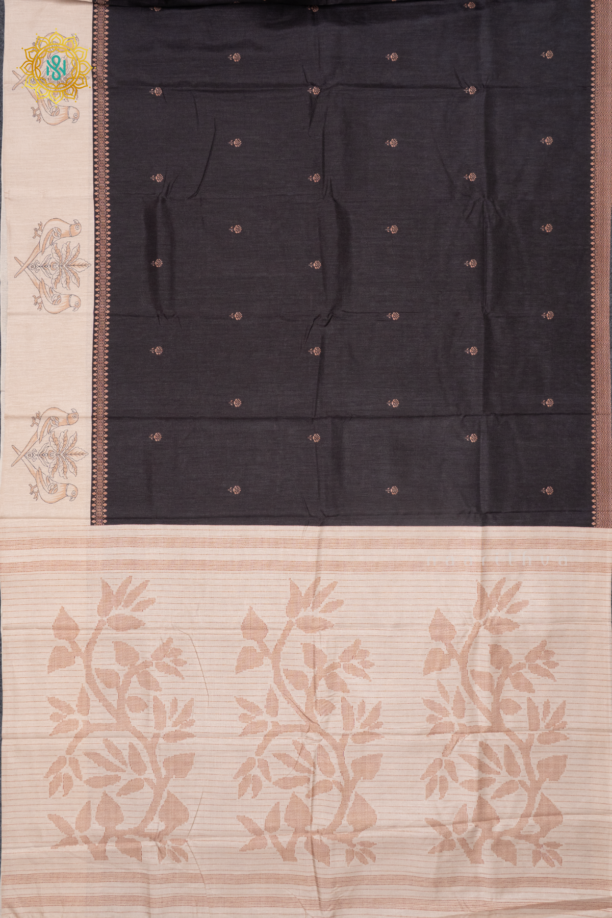 BLACK WITH OFF WHITE - SEMI TUSSAR