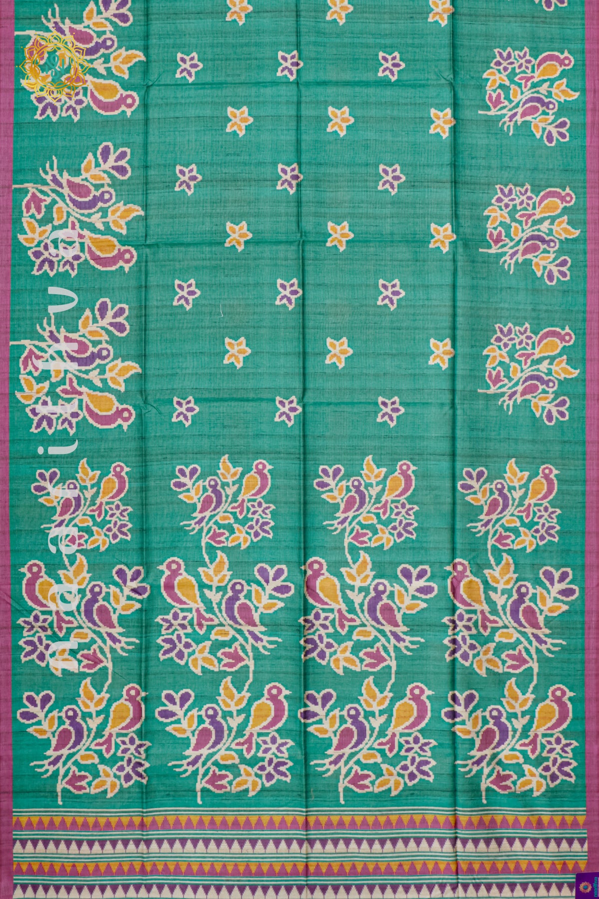 GREEN WITH PINK - SEMI TUSSAR