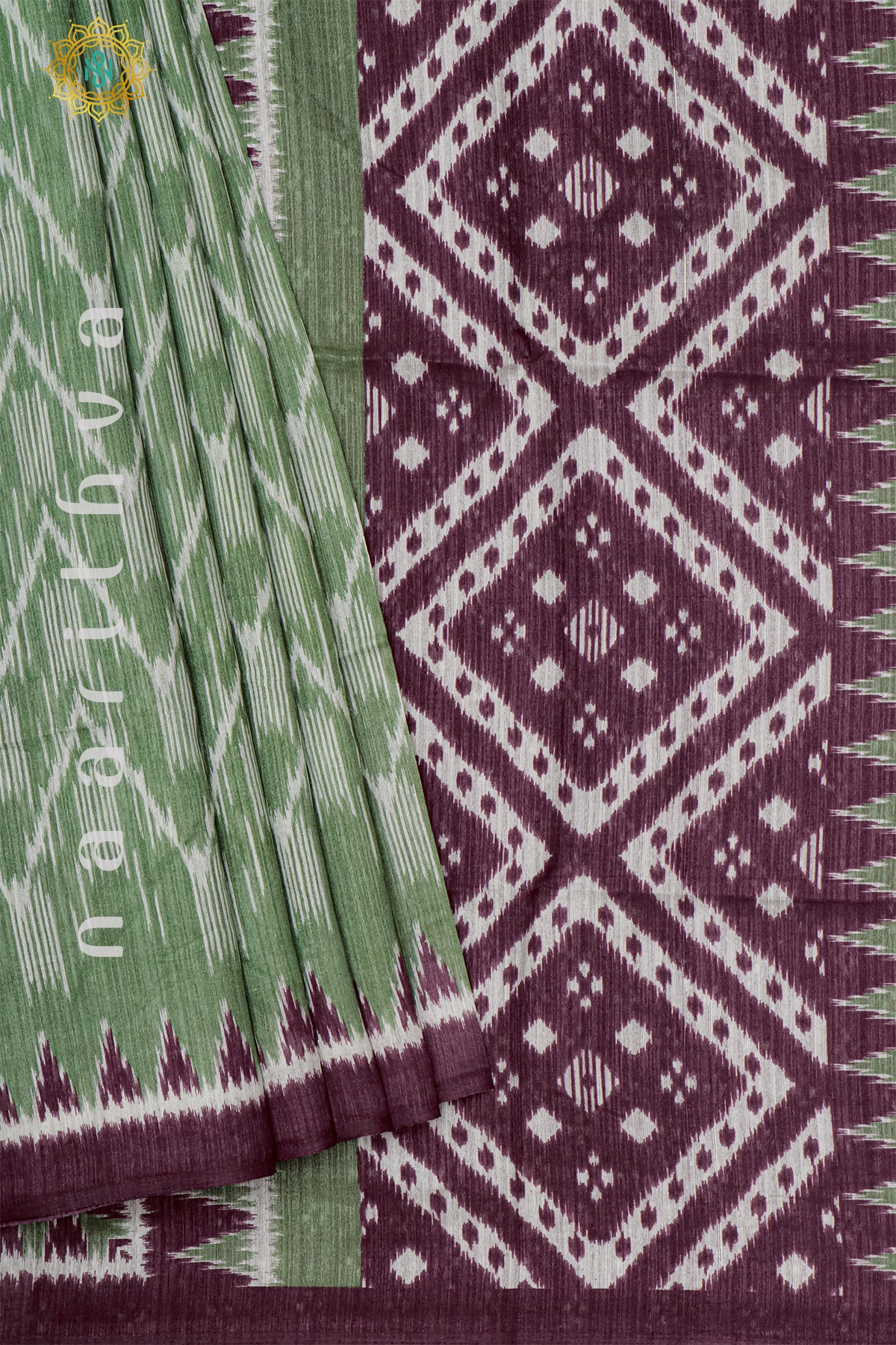 GREEN WITH WINE - JUTE COTTON