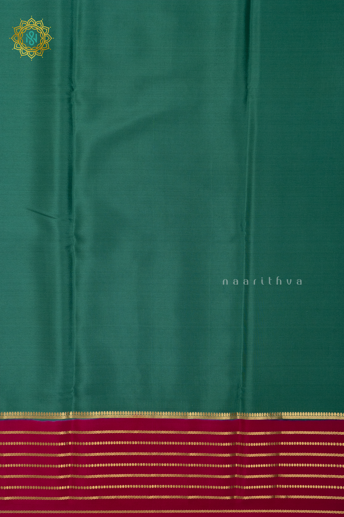 AQUA GREEN WITH PINK - PURE MYSORE CREPE SILK
