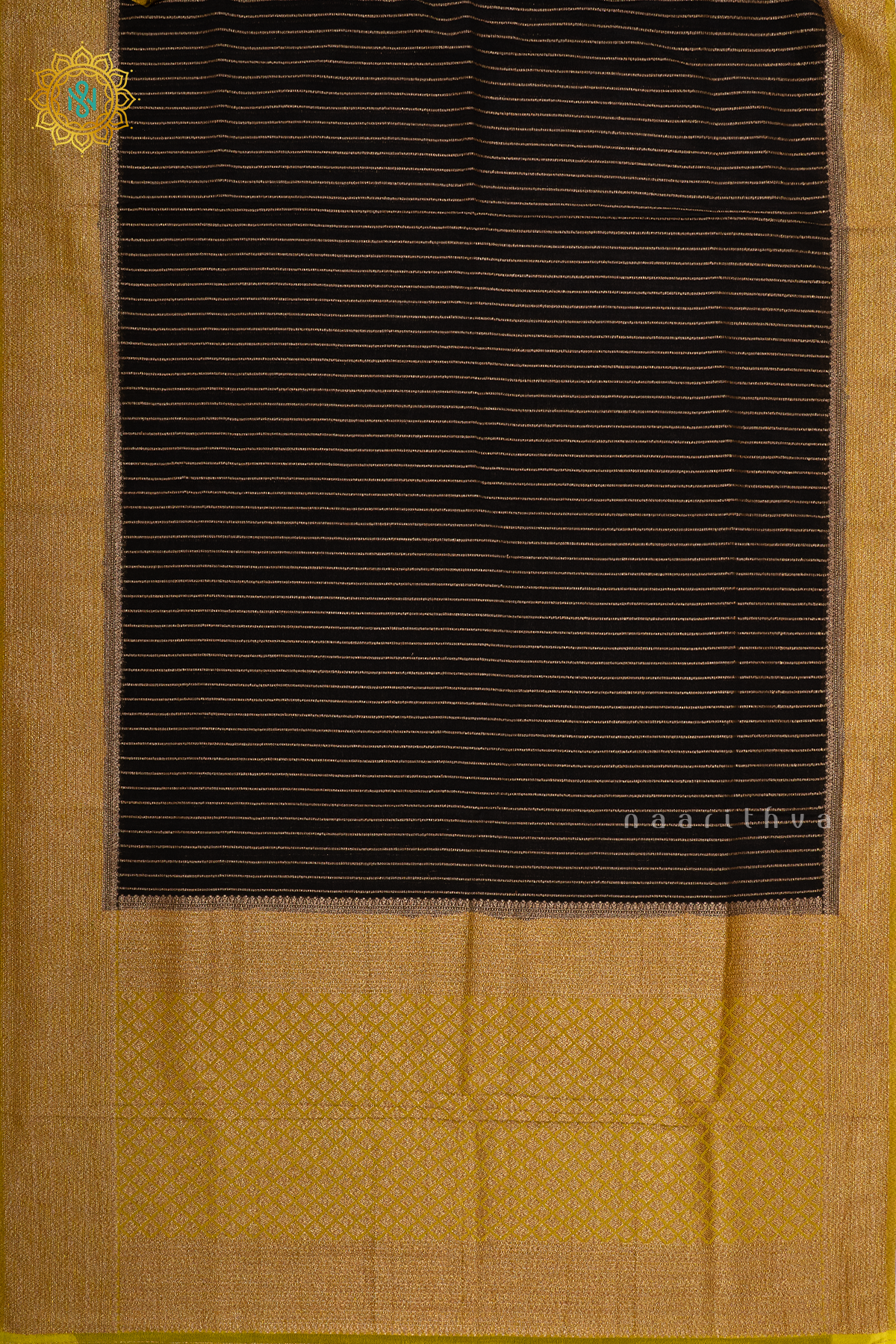 BLACK WITH LEMON YELLOW - SEMI CREPE GEORGETTE