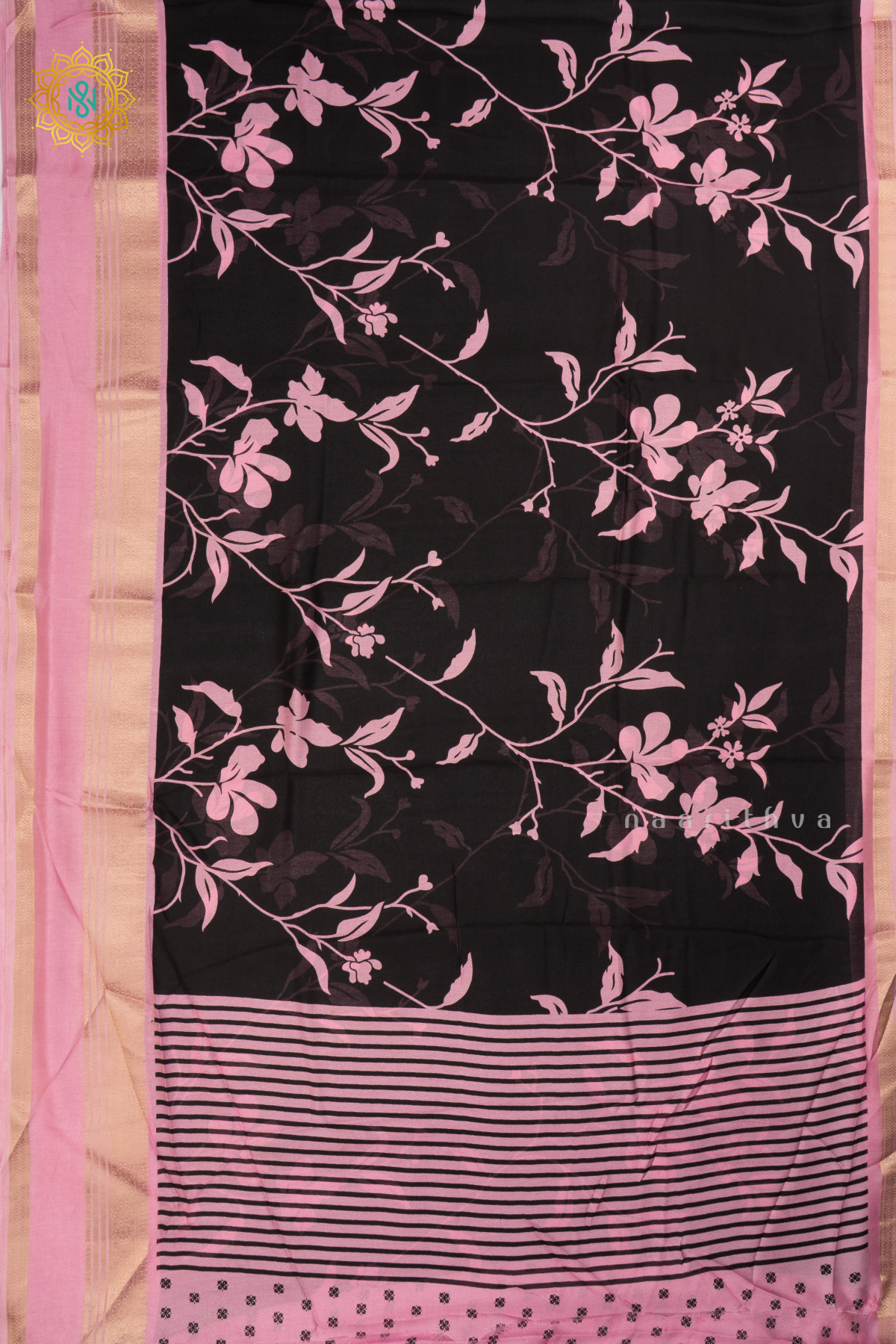 BLACK WITH PINK - SEMI GEORGETTE