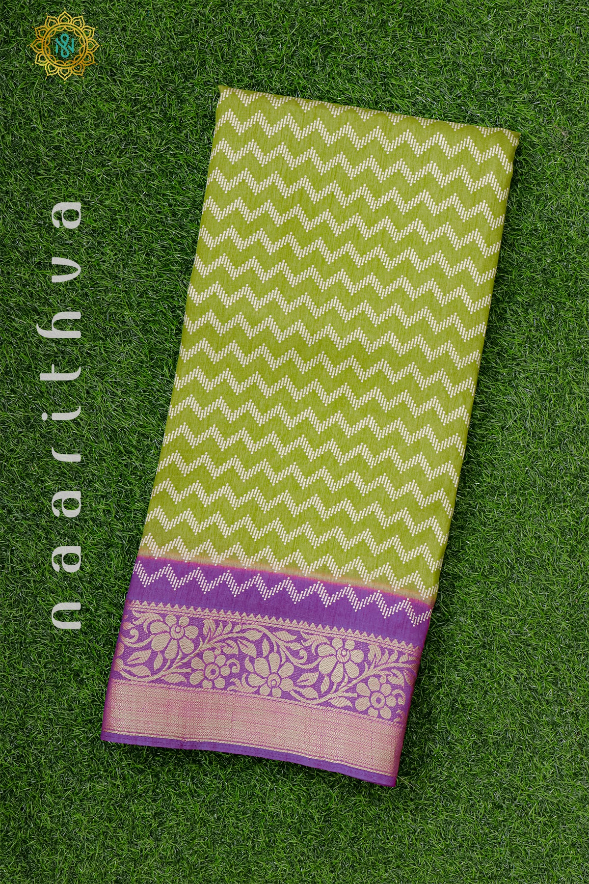 LIGHT GREEN WITH PURPLE - DOLA SILK