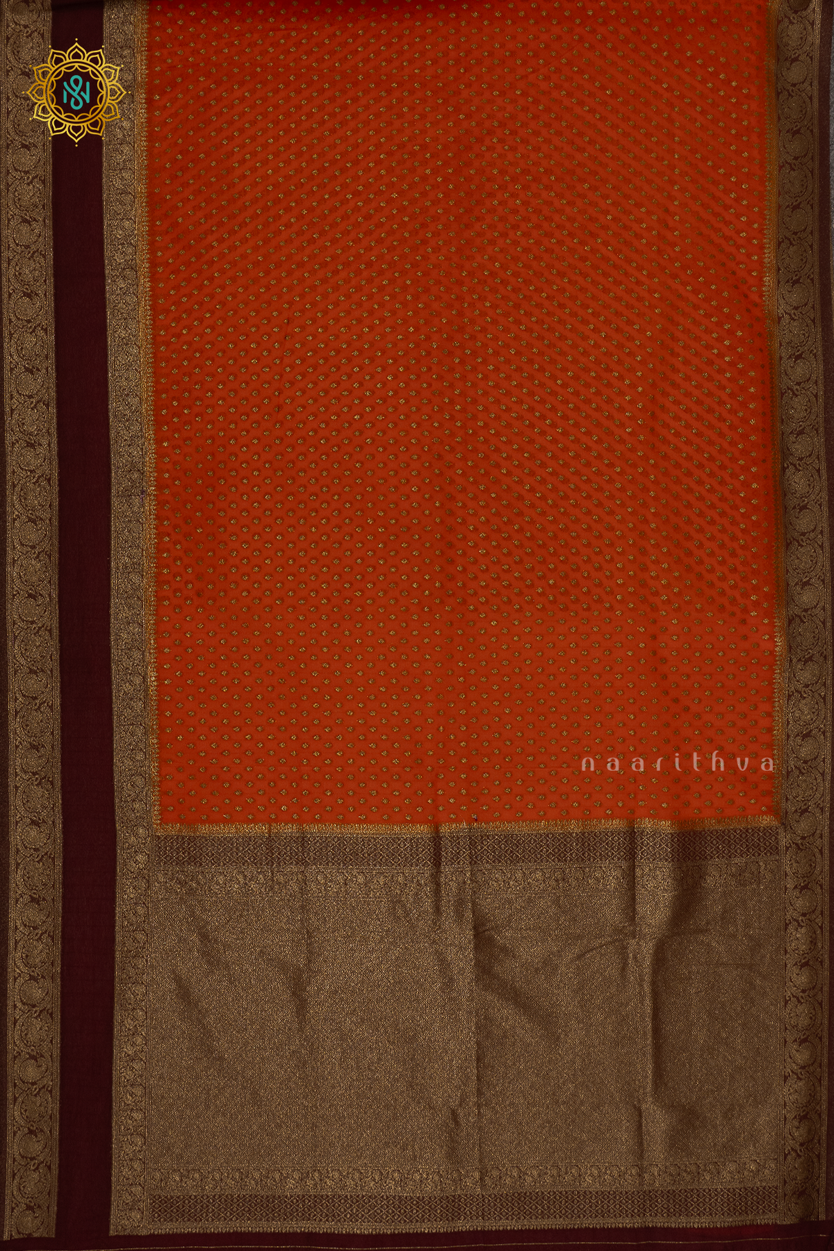 ORANGE WITH BROWN - SEMI CREPE GEORGETTE