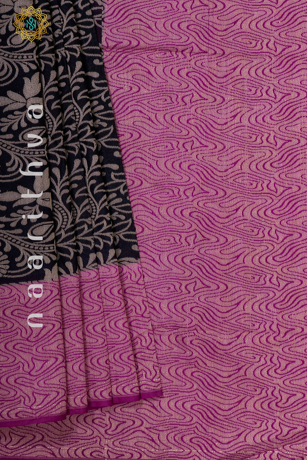 BLACK WITH MAGENTA - JUTE COTTON